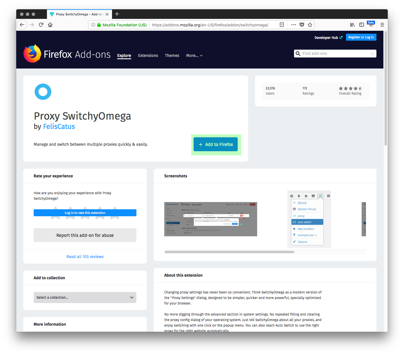 Firefox 火狐浏览器 Proxy SwitchyOmega 如何设置