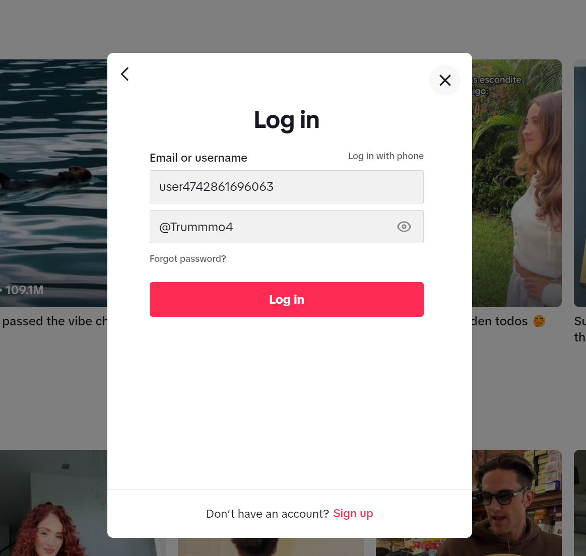 Tiktok 账号密码直接登入 (适用于 App, 浏览器网页版本)